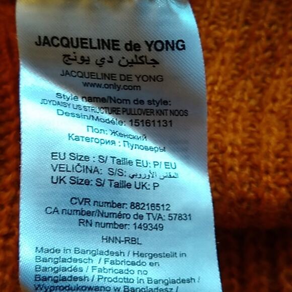 Jacqueline De Yong Women's Size Small burnt orange sweater Fall, Warn, Fun - Picture 7 of 7